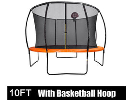 10FT Trampoline with Safety Enclosure Net, Hoop and Ladder - HomeFitPlay