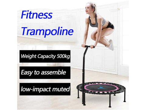 Image of Silent Mini 40" Fitness trampoline with Adjustable Handle length For indoor Workout - HomeFitPlay