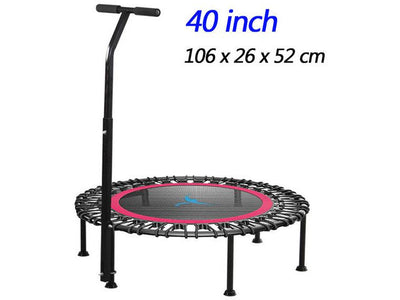 Silent Mini 40" Fitness trampoline with Adjustable Handle length For indoor Workout - HomeFitPlay