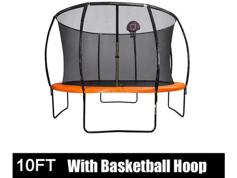 Image of 10FT Trampoline with Safety Enclosure Net, Hoop and Ladder - HomeFitPlay