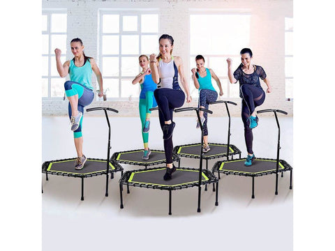 Image of 48 Inch Fitness Trampoline with Adjustable Handrail - HomeFitPlay