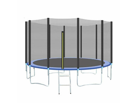 Image of Indoor And Outdoor Trampoline With Protective Net, Safety Pad, and Protection Guard - HomeFitPlay