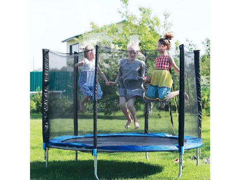 Image of Trampoline with Enclosure, Pull T-Hook, Include All Accessories - HomeFitPlay