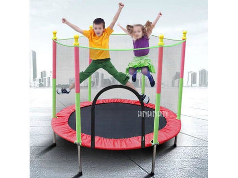 Image of 1001 Indoor Children's Round Trampoline Family Toy Small Bouncing Bed Household Jumping Bounce Bed With Protecting Wire Net - HomeFitPlay