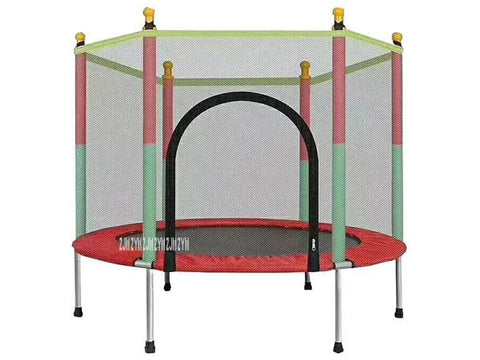 Image of 1001 Indoor Children's Round Trampoline Family Toy Small Bouncing Bed Household Jumping Bounce Bed With Protecting Wire Net - HomeFitPlay