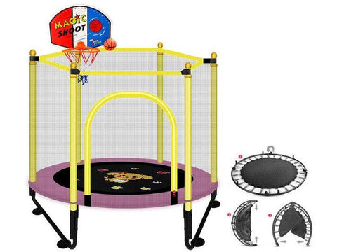 Image of Foldable Trampoline 48" Round Kids Enclosure Exercise Trampoline - HomeFitPlay