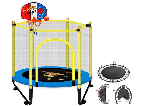 Image of Foldable Trampoline 48" Round Kids Enclosure Exercise Trampoline - HomeFitPlay